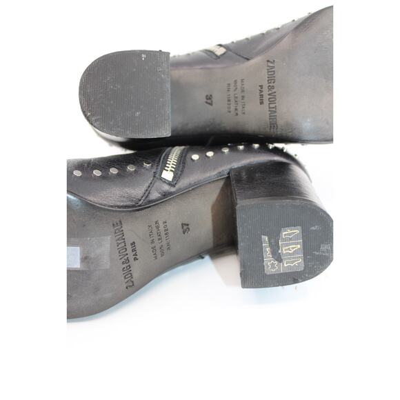 C0 Auth ZADIG & VOLTAIRE Lena Studded LOGO Ankle Booties Black Size 37 US 6 $568 - Picture 6 of 6